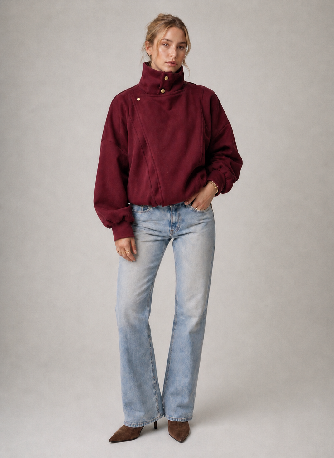 Chaqueta Funnel Oversize en Gamuza