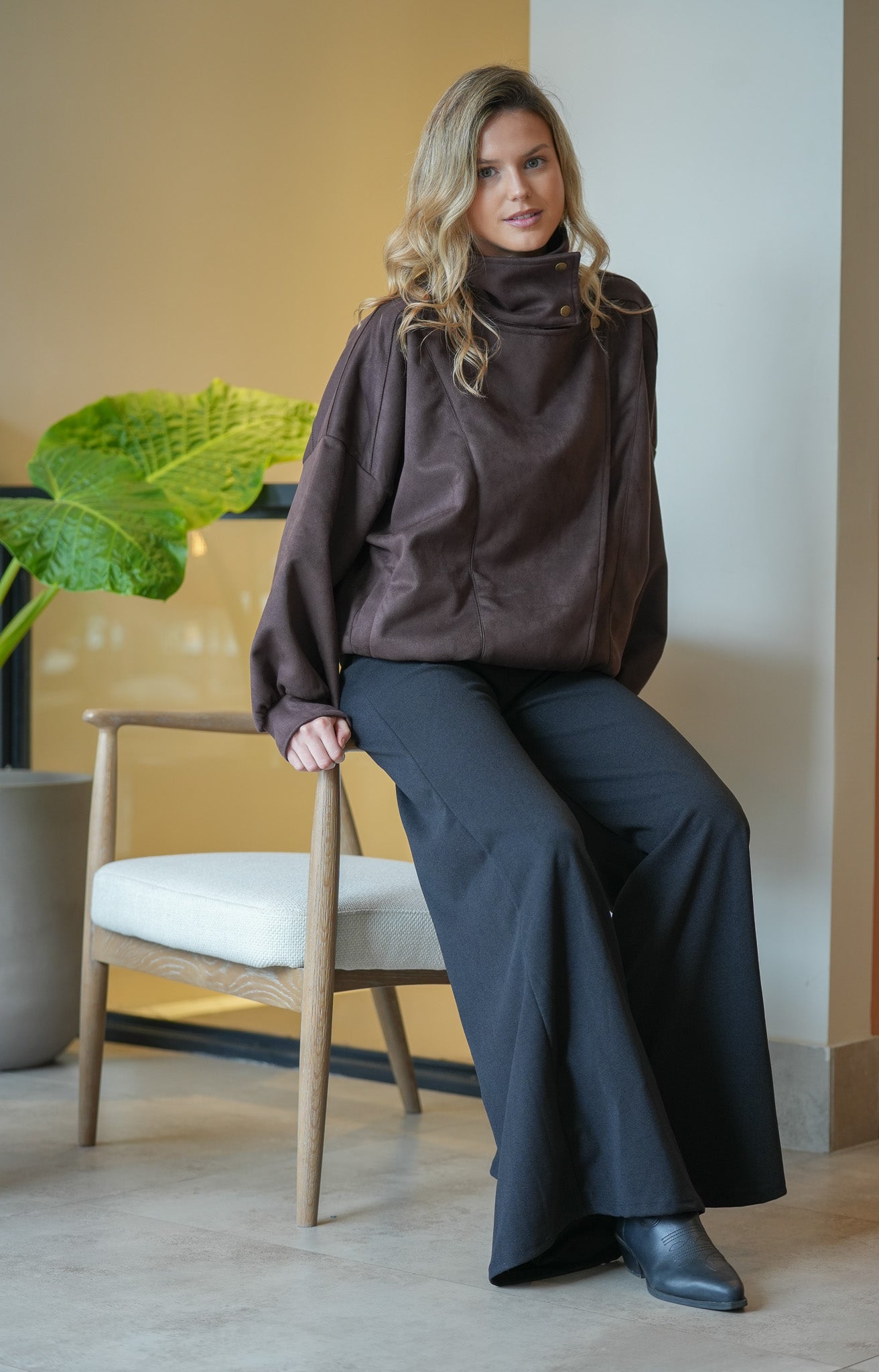 Chaqueta Funnel Oversize Café