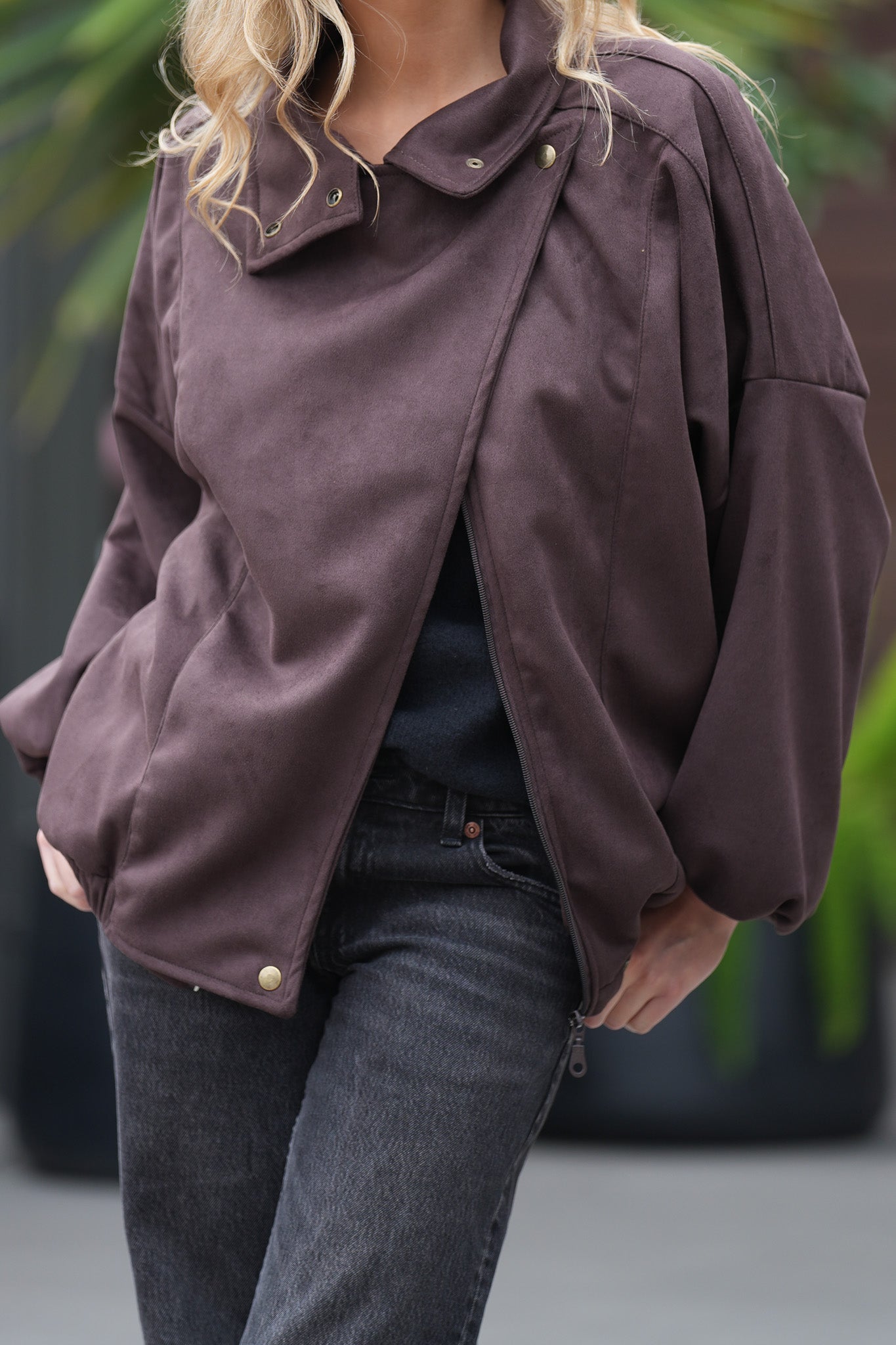 Chaqueta Funnel Oversize Café
