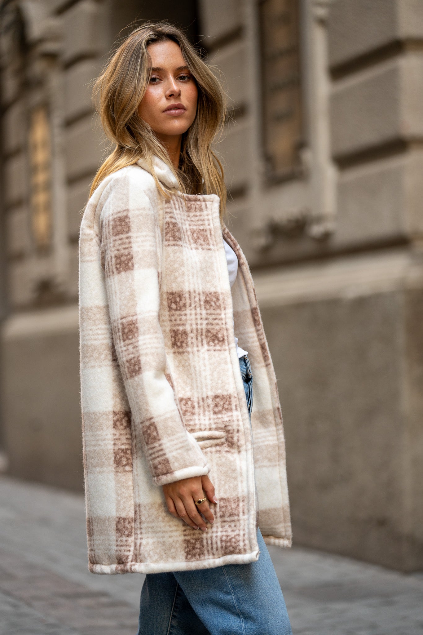 Abrigo de paño cuadro