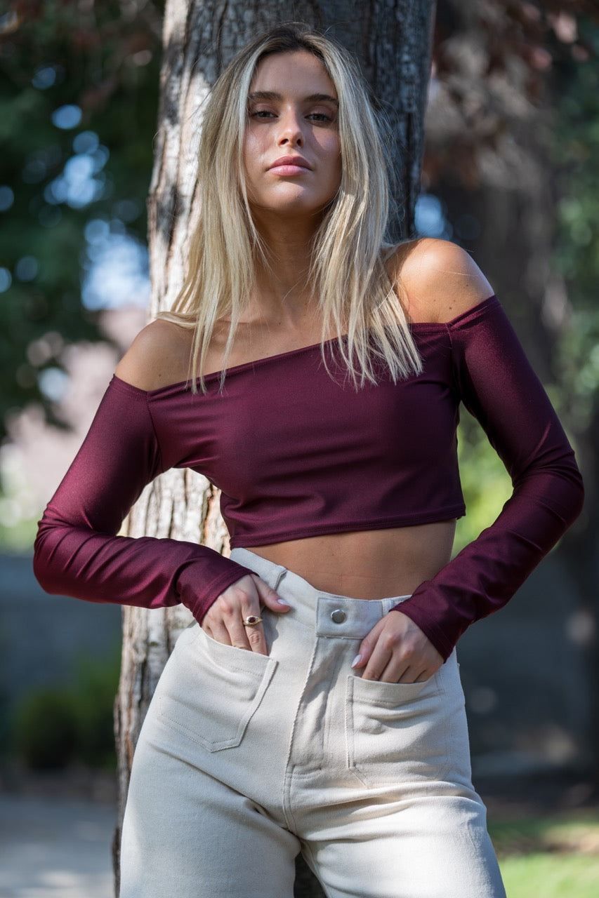 Top cuello bote manga larga