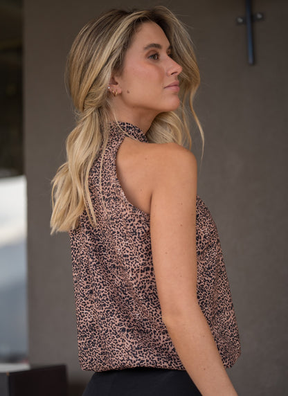 Blusa halter print café