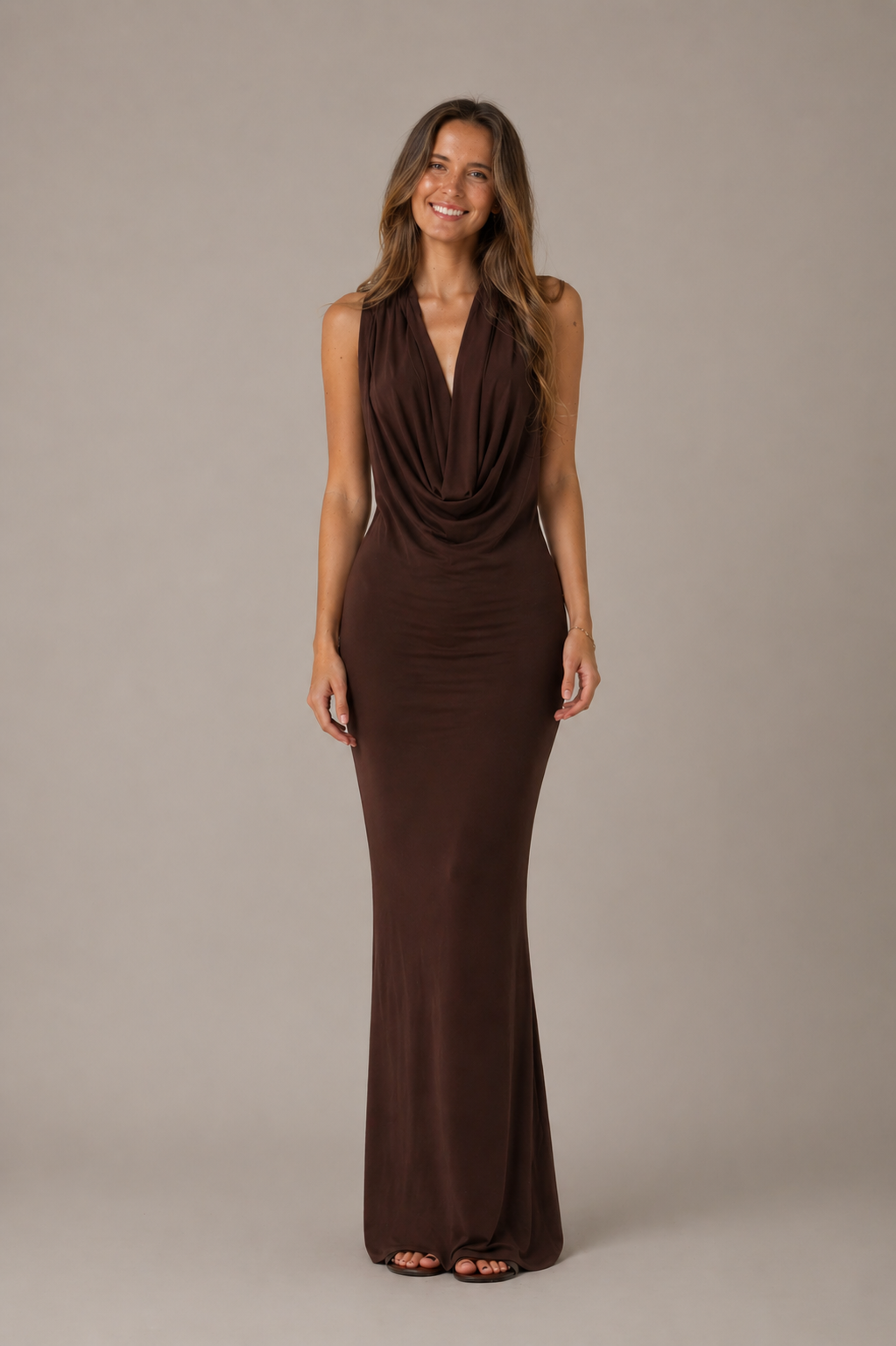 Vestido Drapeado Largo