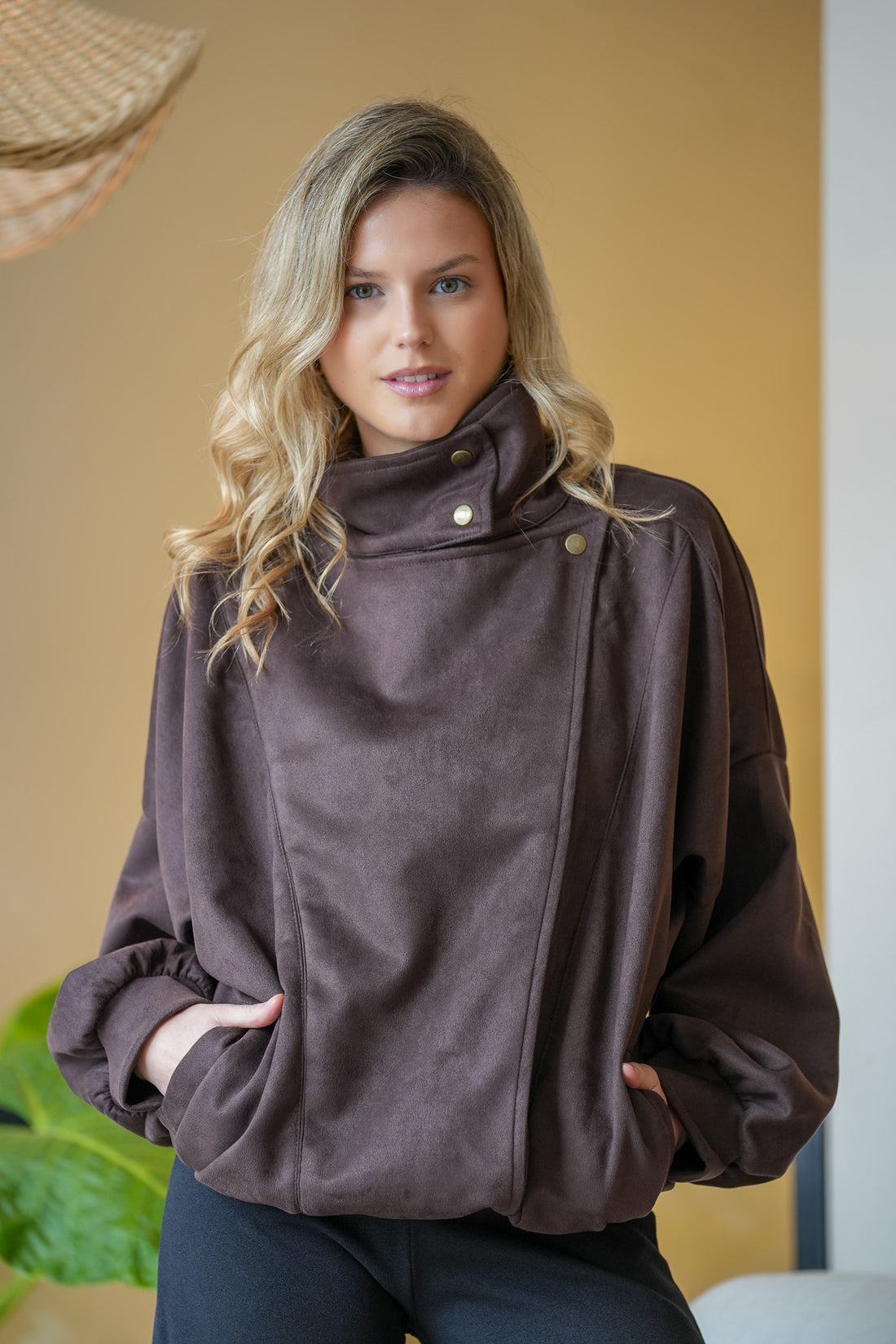 Chaqueta Funnel Oversize Café