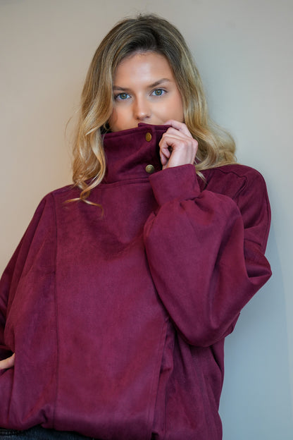 Chaqueta Funnel Oversize Burdeo