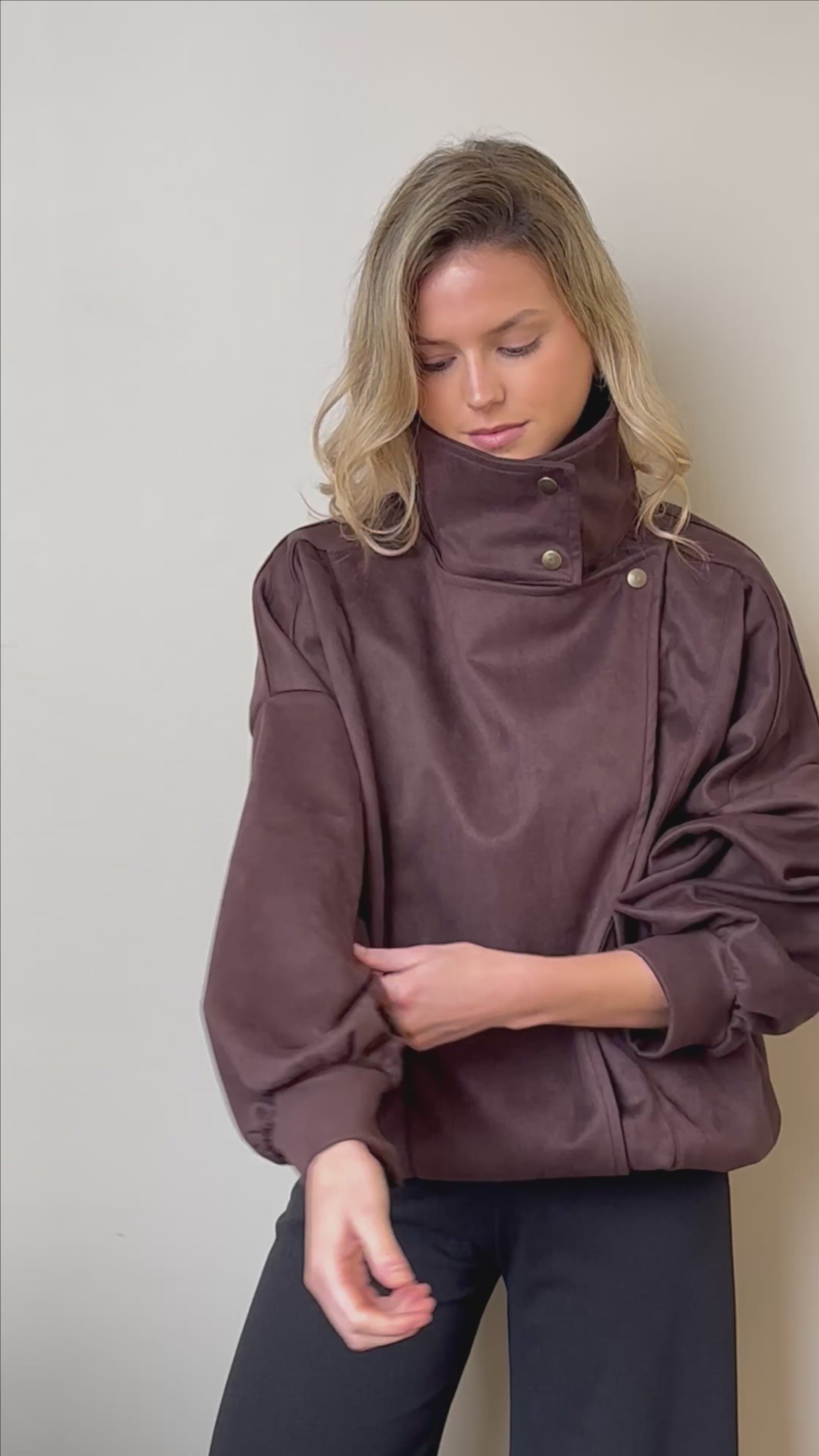 Chaqueta Funnel Oversize Café